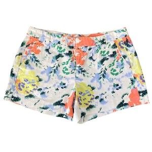 Gap White Floral Chino Shorts size 4 Flat Front